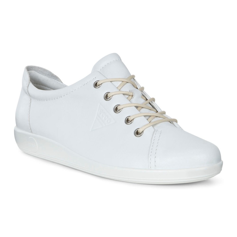 ECCO Sneakersy Damskie - Soft 2.0 Tie - Białe - FNYVKI-457